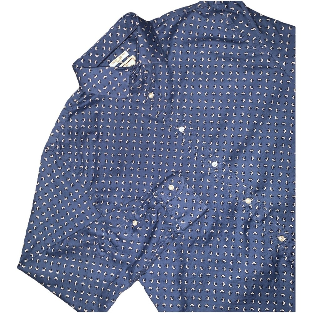 Jos A Bank 1905 Shirt Mens L 16/34 White Blue Floral Slim Fit Button Up Non Iron